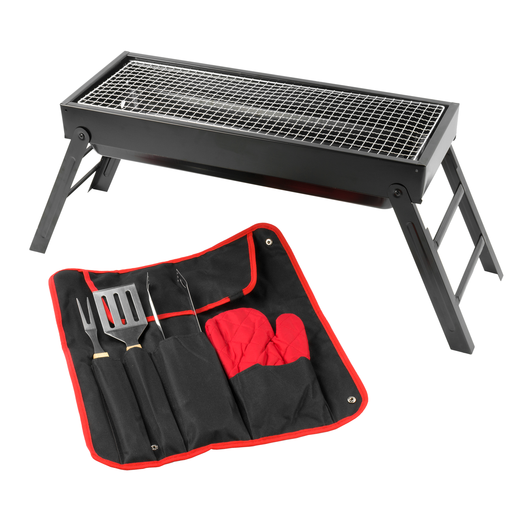 KCT Portable Picnic Grill | Folding Travel BBQ with Tool Set – KCT