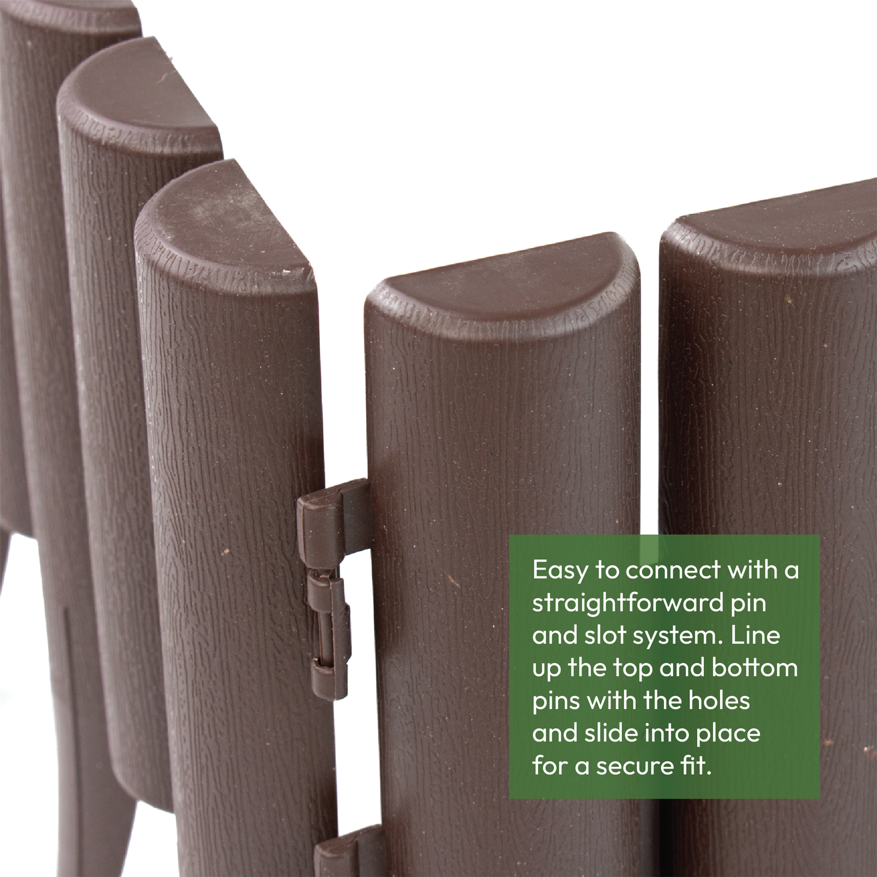 KCT Brown Wood Effect Garden Palisade Edging  - Pack of 8 Panels