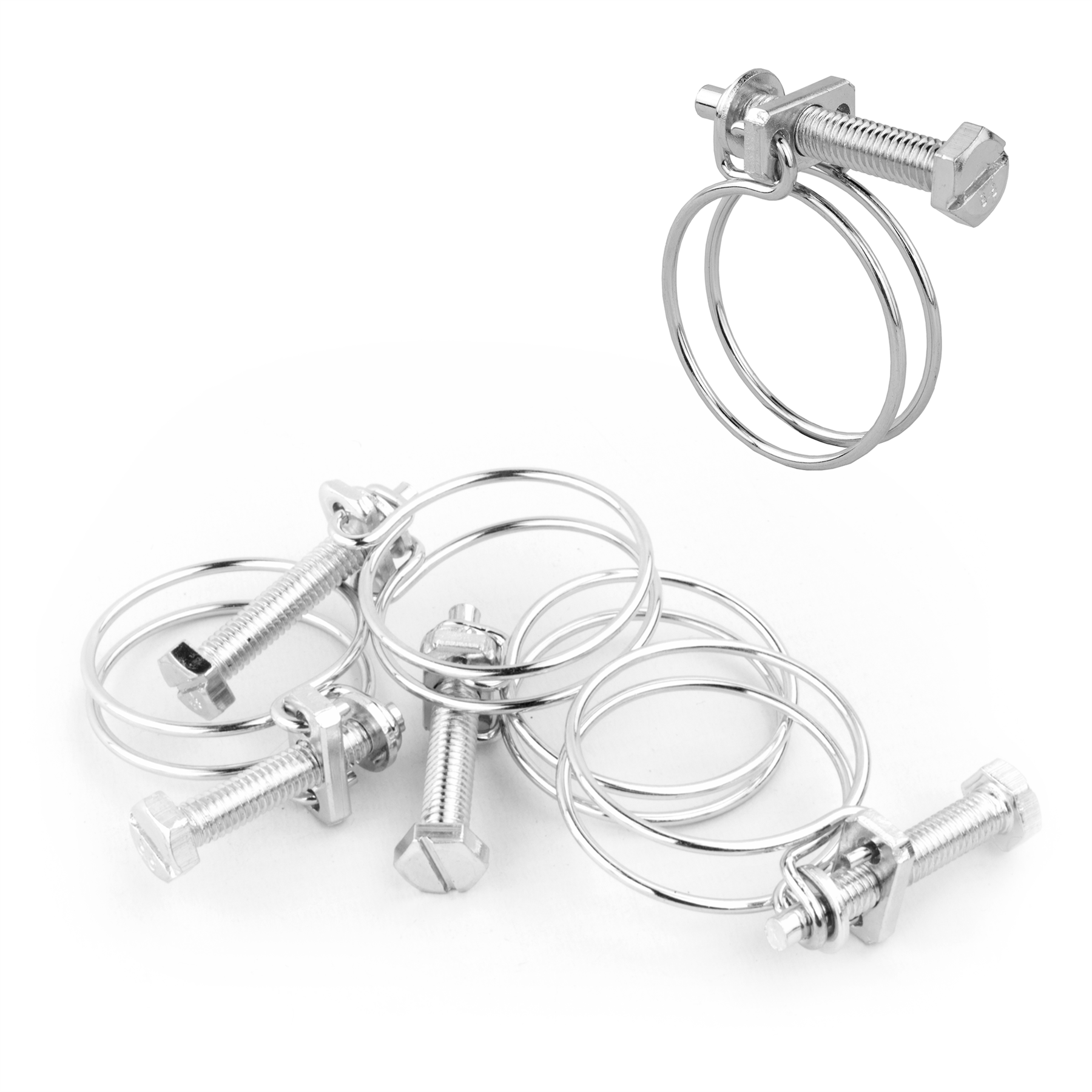 KCT Universal Double Wire Hose Clips Pipe Screw Clamps for All Types of Hose