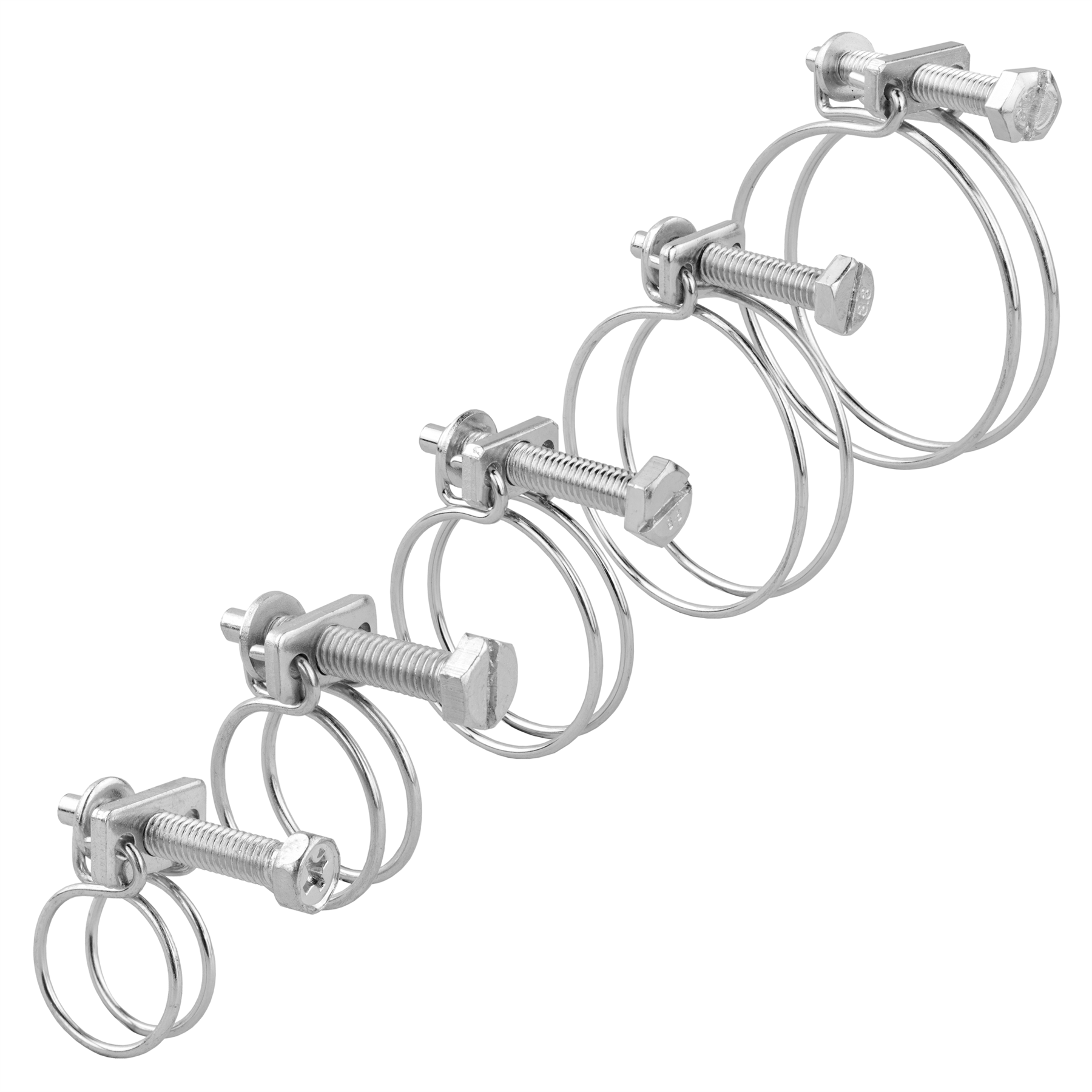KCT Universal Double Wire Hose Clips Pipe Screw Clamps for All Types of Hose