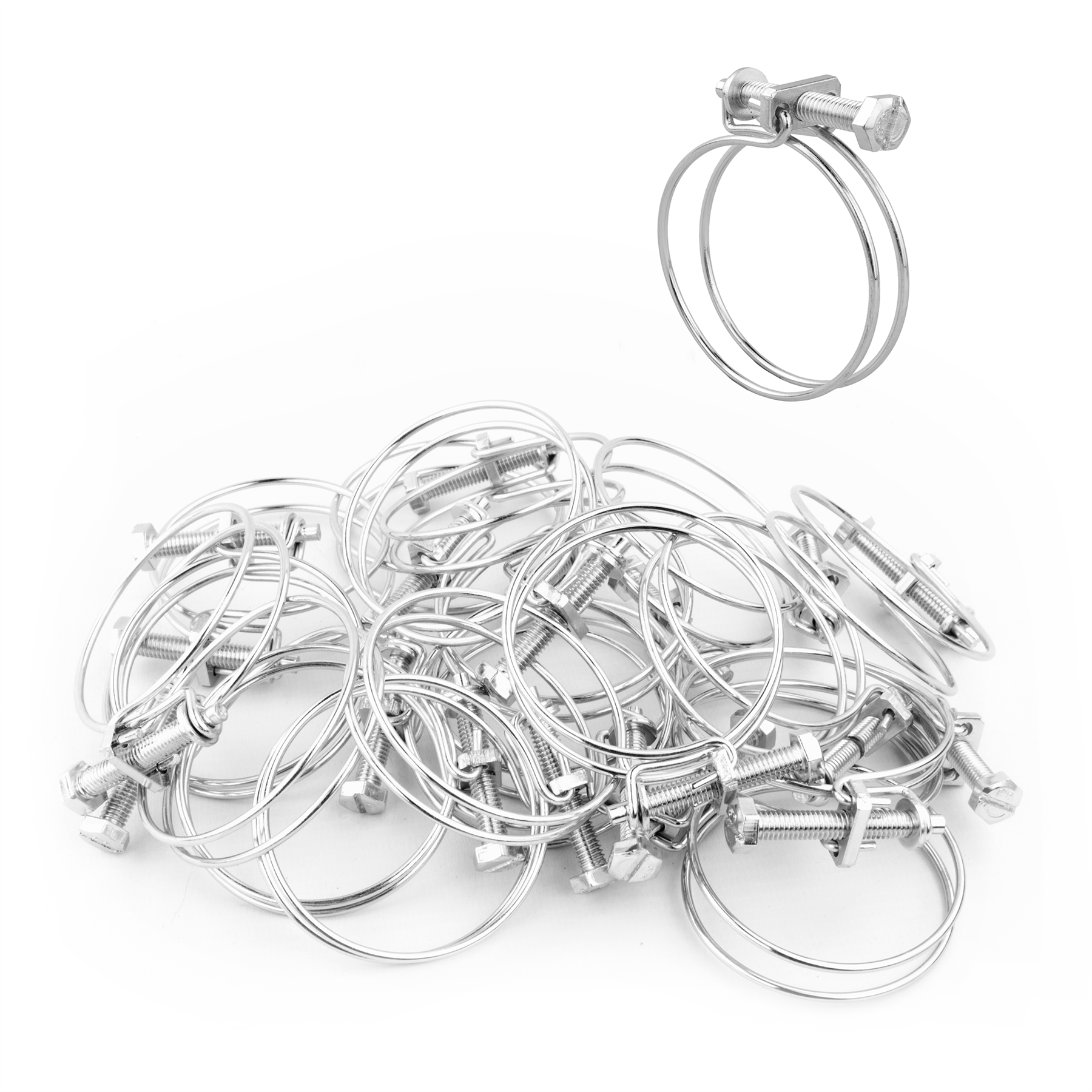 KCT Universal Double Wire Hose Clips Pipe Screw Clamps for All Types of Hose