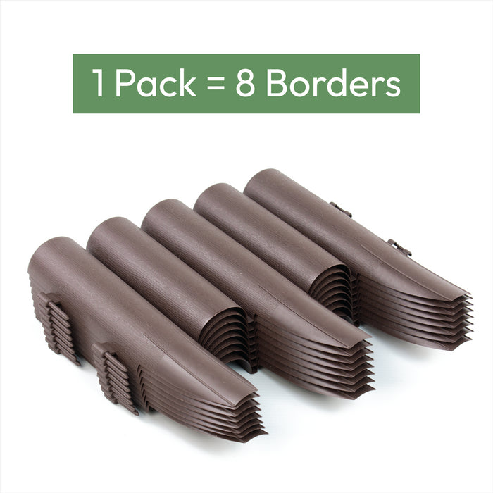 KCT Brown Wood Effect Garden Palisade Edging  - Pack of 8 Panels