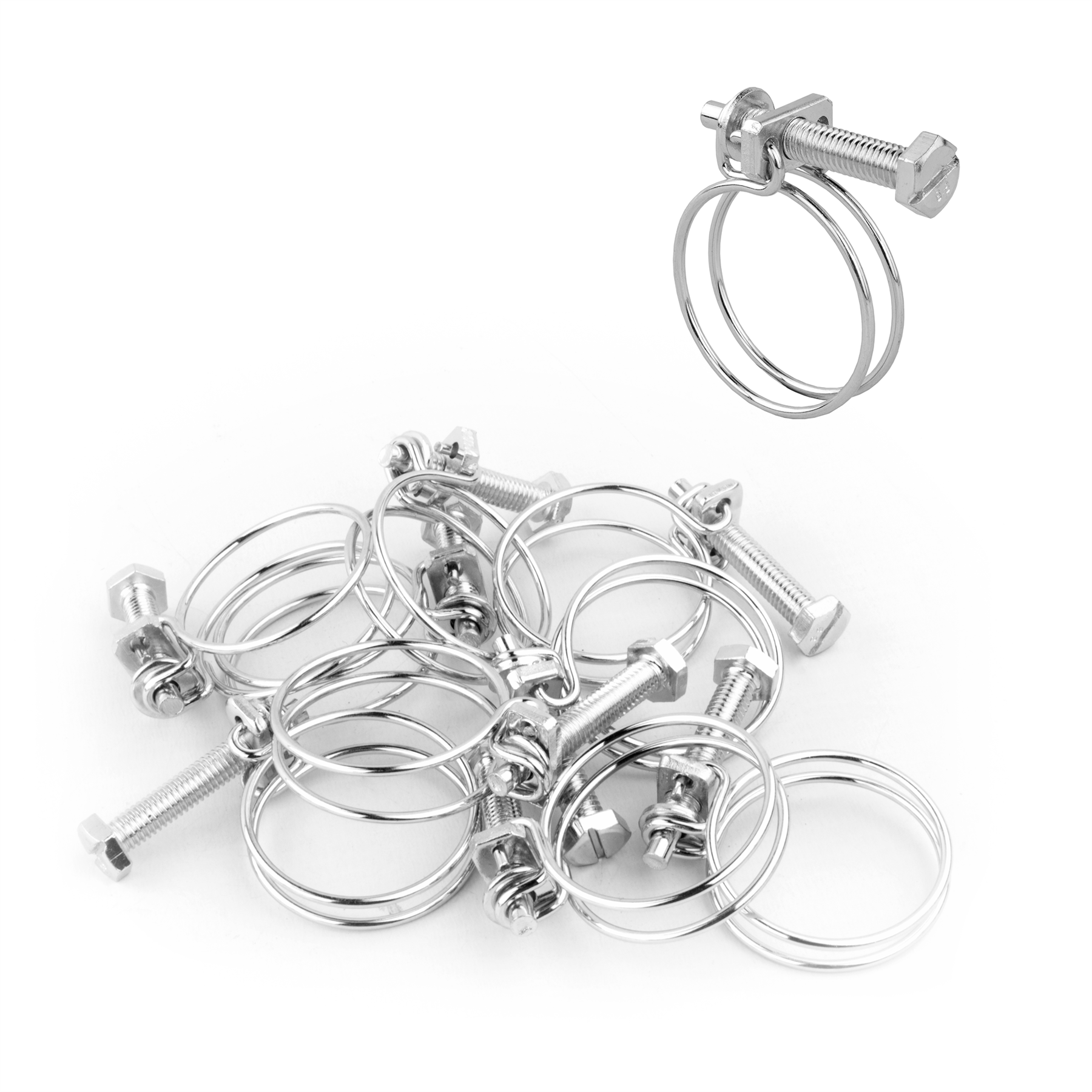 KCT Universal Double Wire Hose Clips Pipe Screw Clamps for All Types of Hose