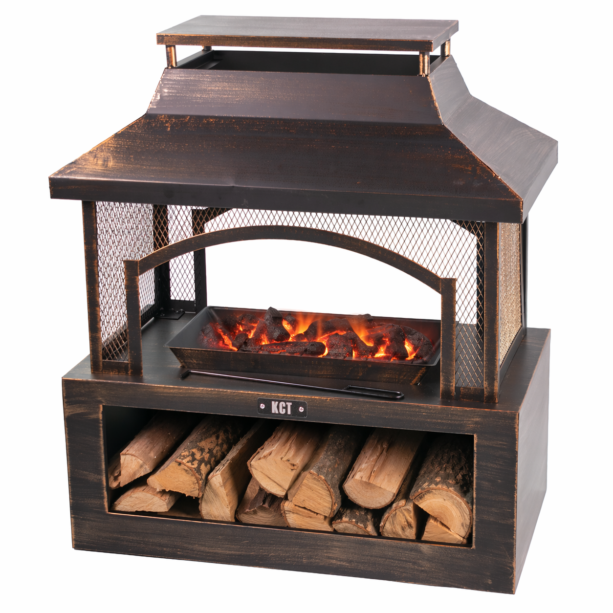 KCT Outdoor Fireplace with Log Store