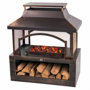 KCT Outdoor Fireplace with Log Store