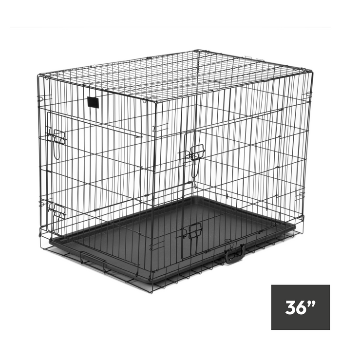 KCT Folding Pet Crates with Plastic Tray Foldable Travel Cage for