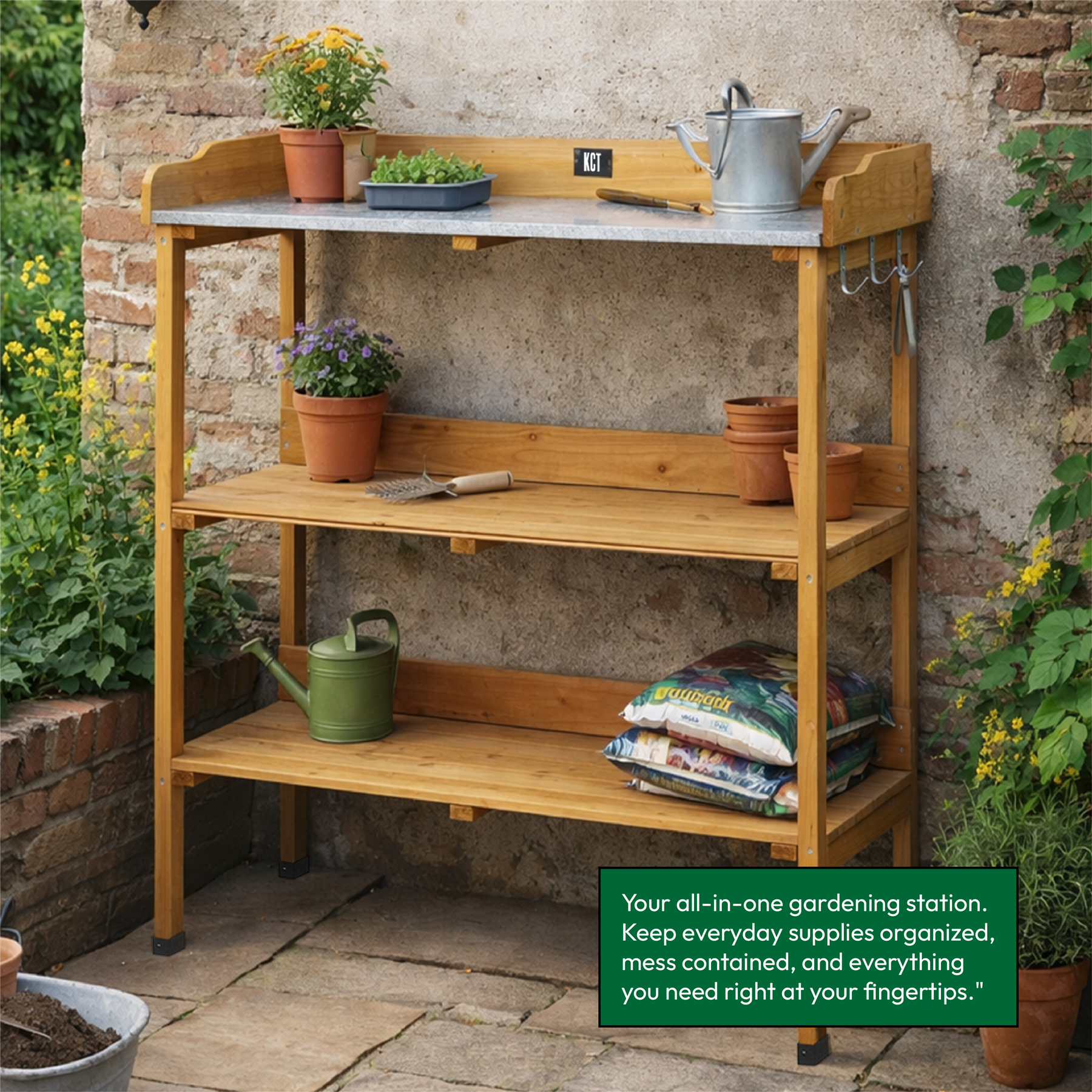 KCT 3 Tier Wooden Garden Potting Bench