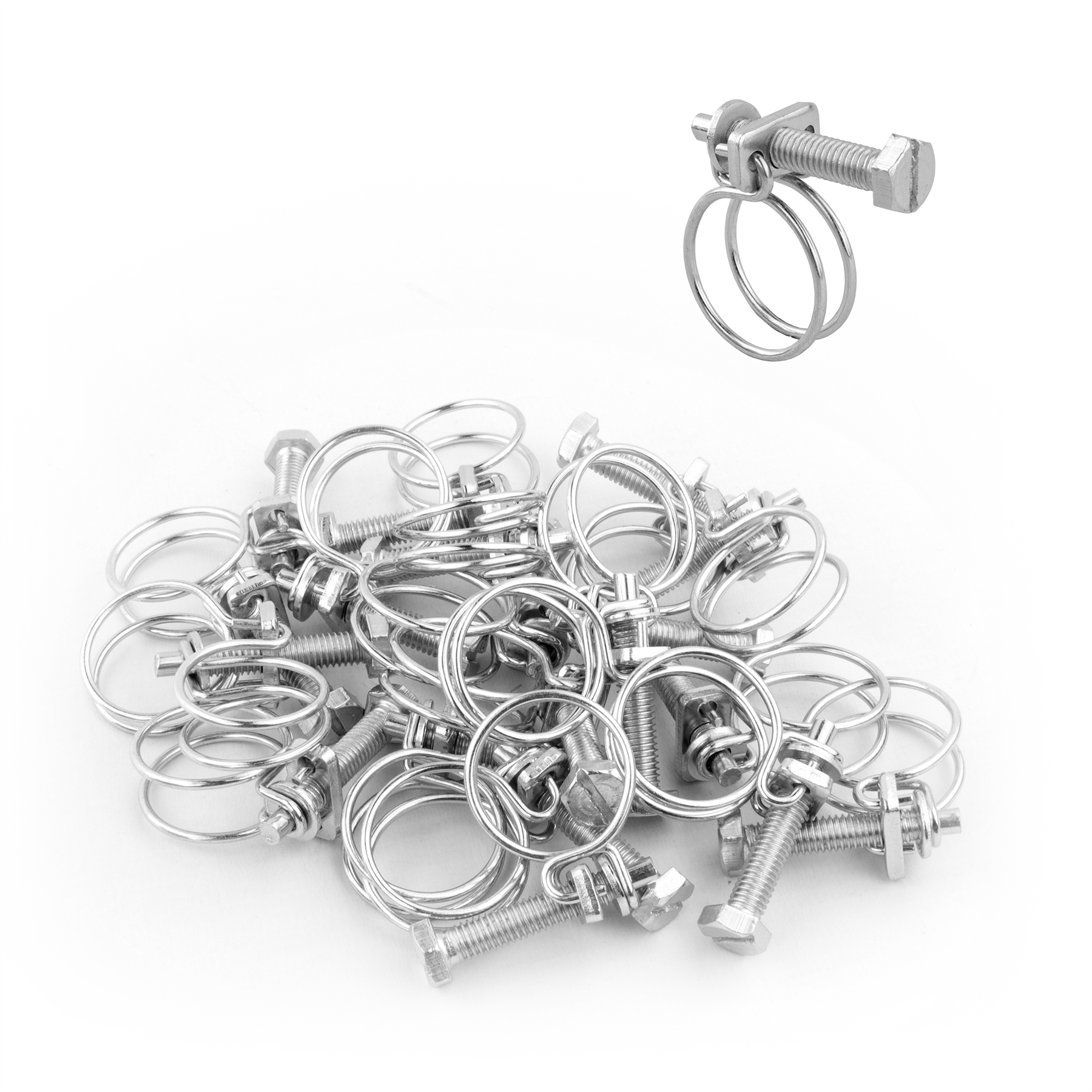 KCT Universal Double Wire Hose Clips Pipe Screw Clamps for All Types of Hose