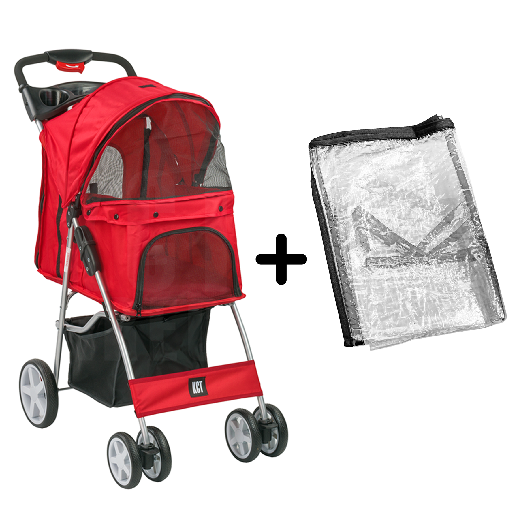 KCT Hooded Pet Stroller with Storage