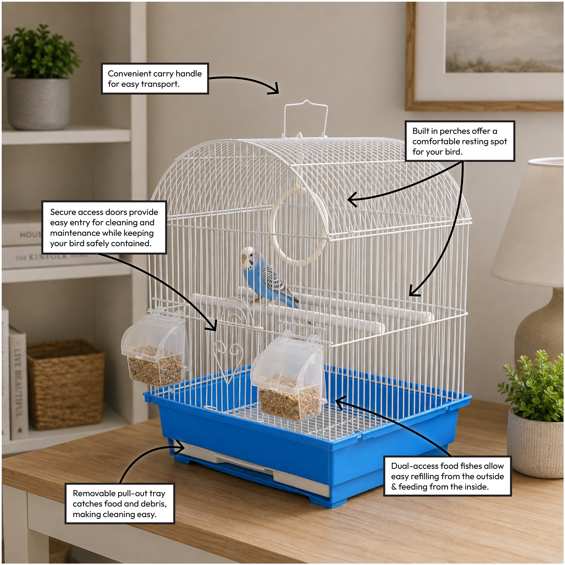 KCT Rosario Small Exotic Bird Travel Cage - Blue