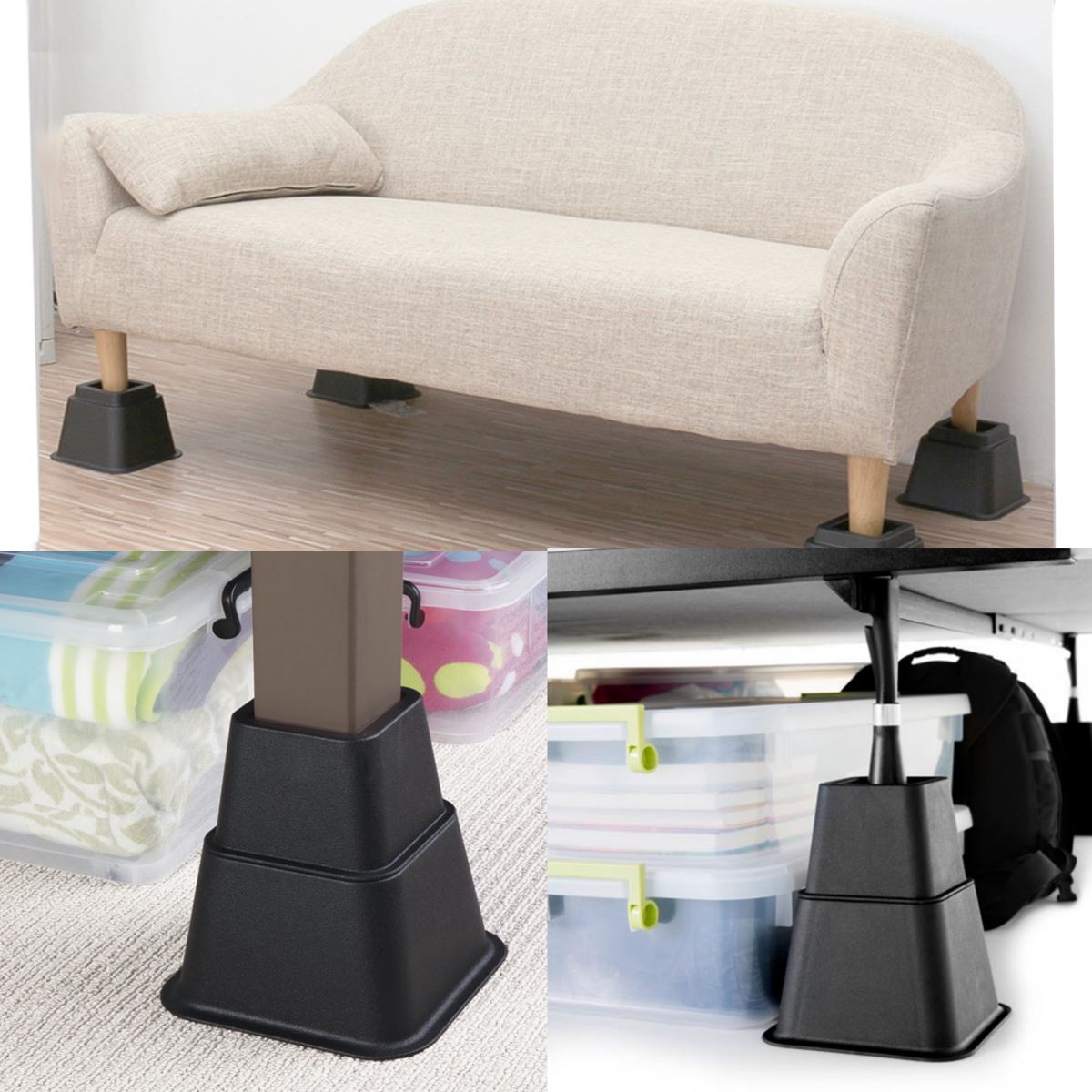 KCT 8 Piece Stackable Adjuster Bed Riser