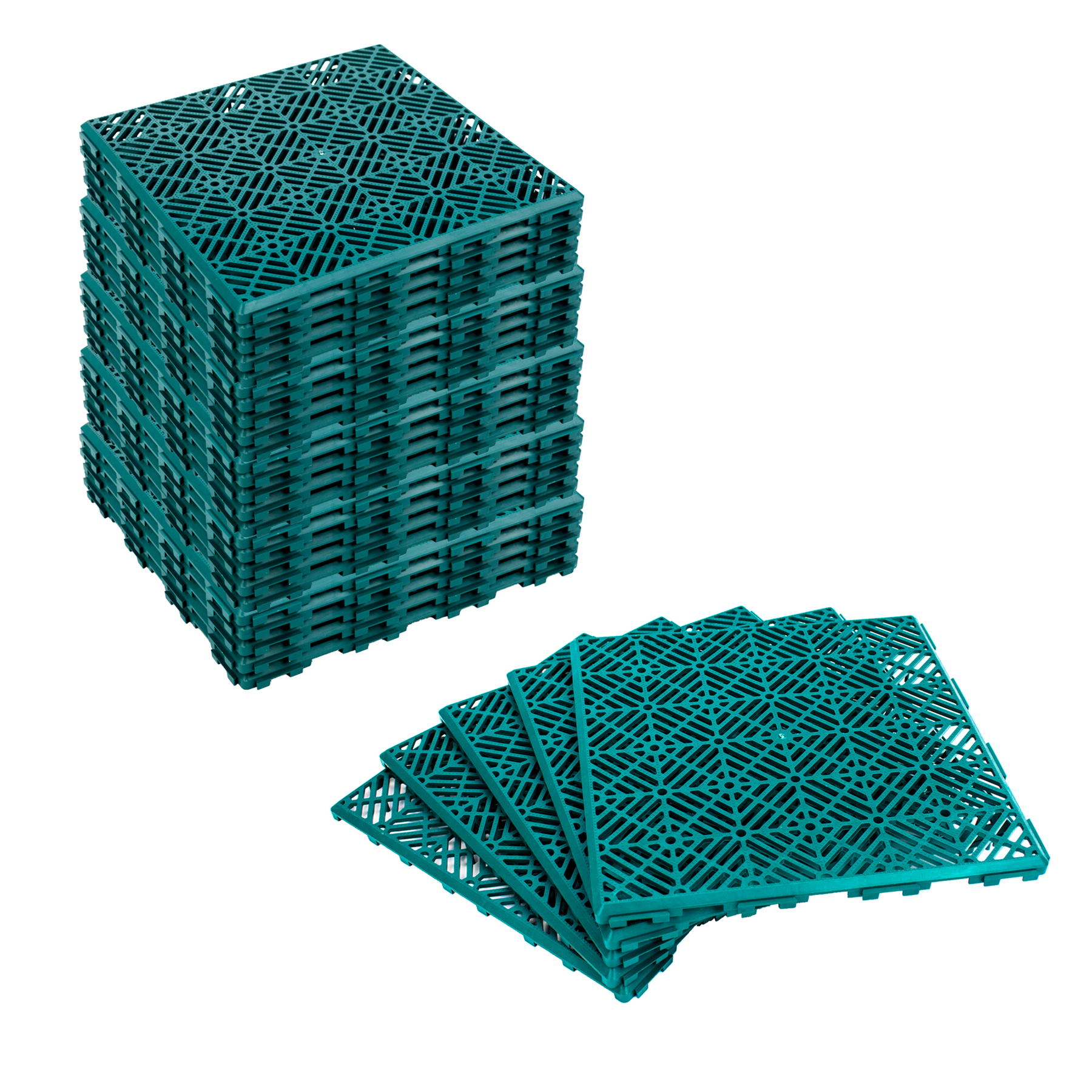 KCT Green Garden Path and Patio Decking Interlocking Tiles - 5 Pieces