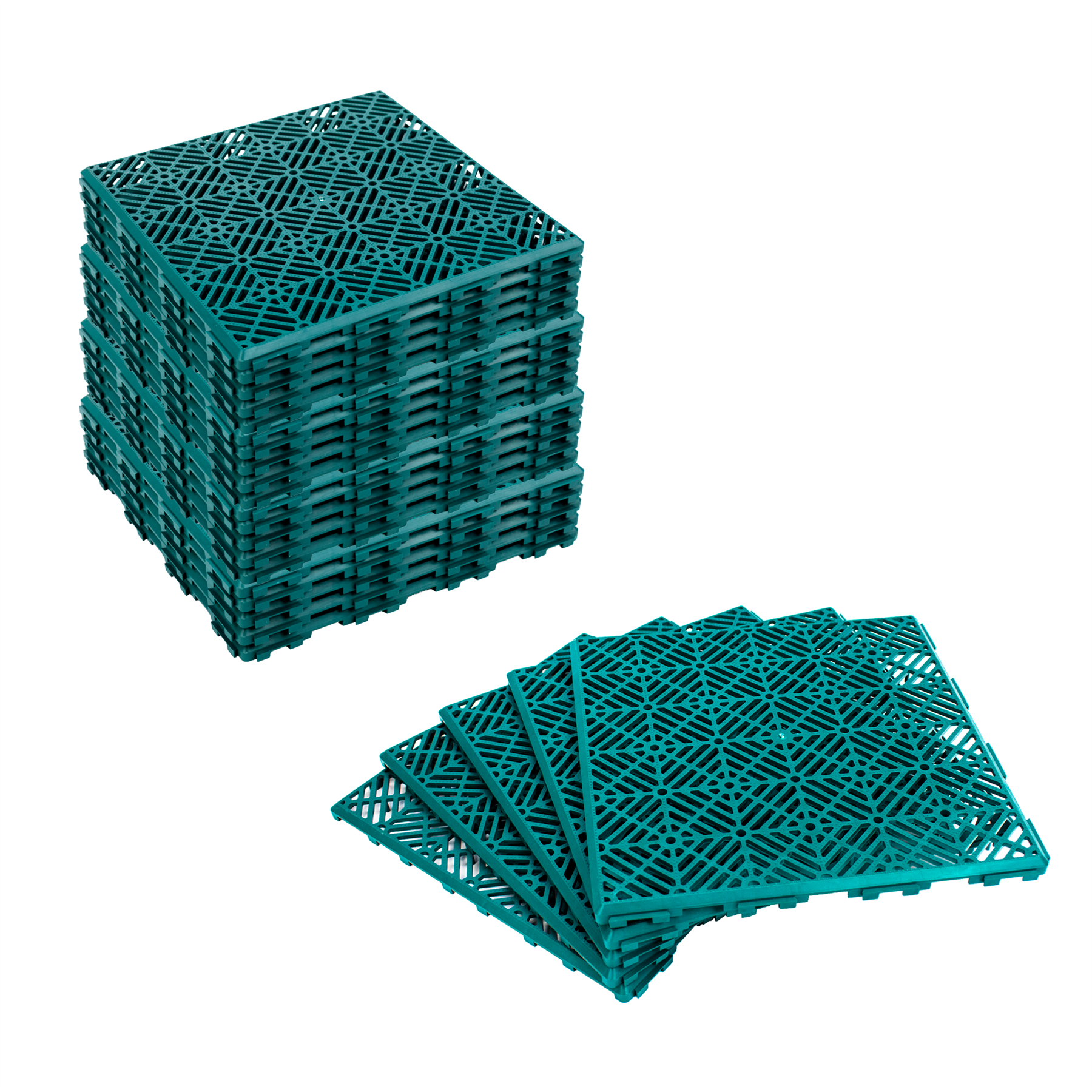 KCT Green Garden Path and Patio Decking Interlocking Tiles - 5 Pieces