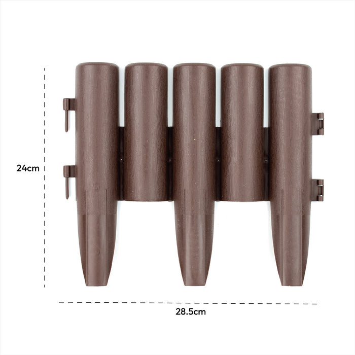 KCT Brown Wood Effect Garden Palisade Edging  - Pack of 8 Panels