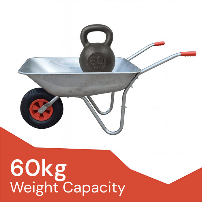 KCT 65 Litre Garden Galvanised Steel Wheelbarrow