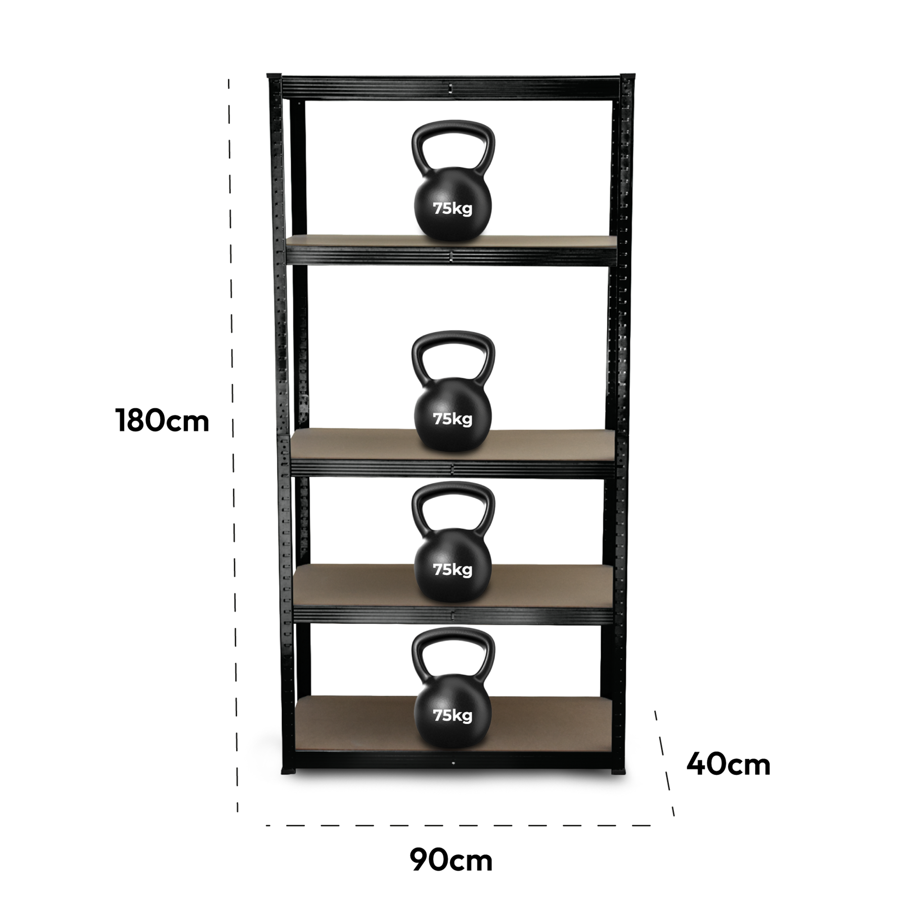 KCT 5 Tier Black Metal Shelving Unit