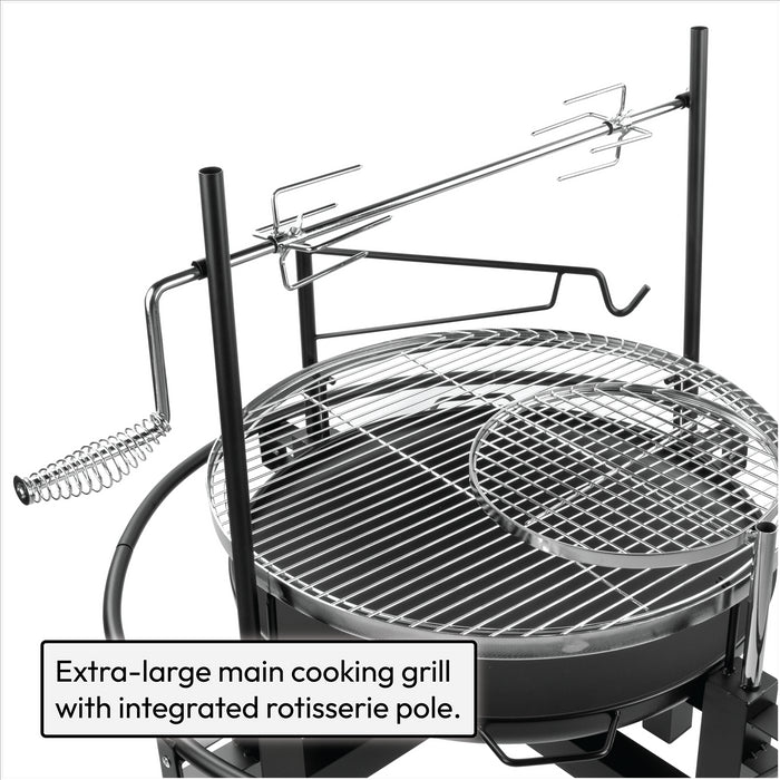 KCT Outdoor Round BBQ Grill with Rotisserie and Tool Set