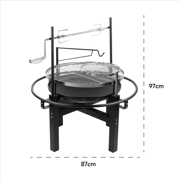 KCT Outdoor Round BBQ Grill with Rotisserie and Tool Set