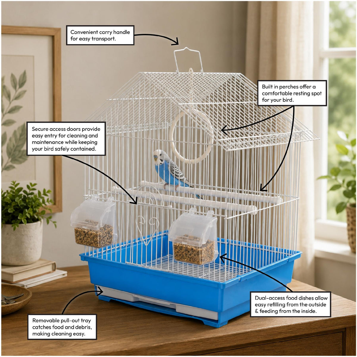 KCT Lima Small Exotic Bird Travel Cage - Blue