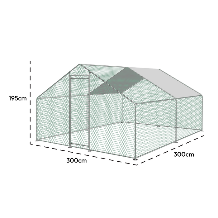 KCT 3x3m Walk In Galvanised Chicken Pet Run