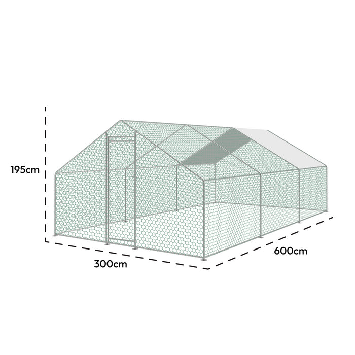 KCT 6x3m Walk In Galvanised Chicken Pet Run