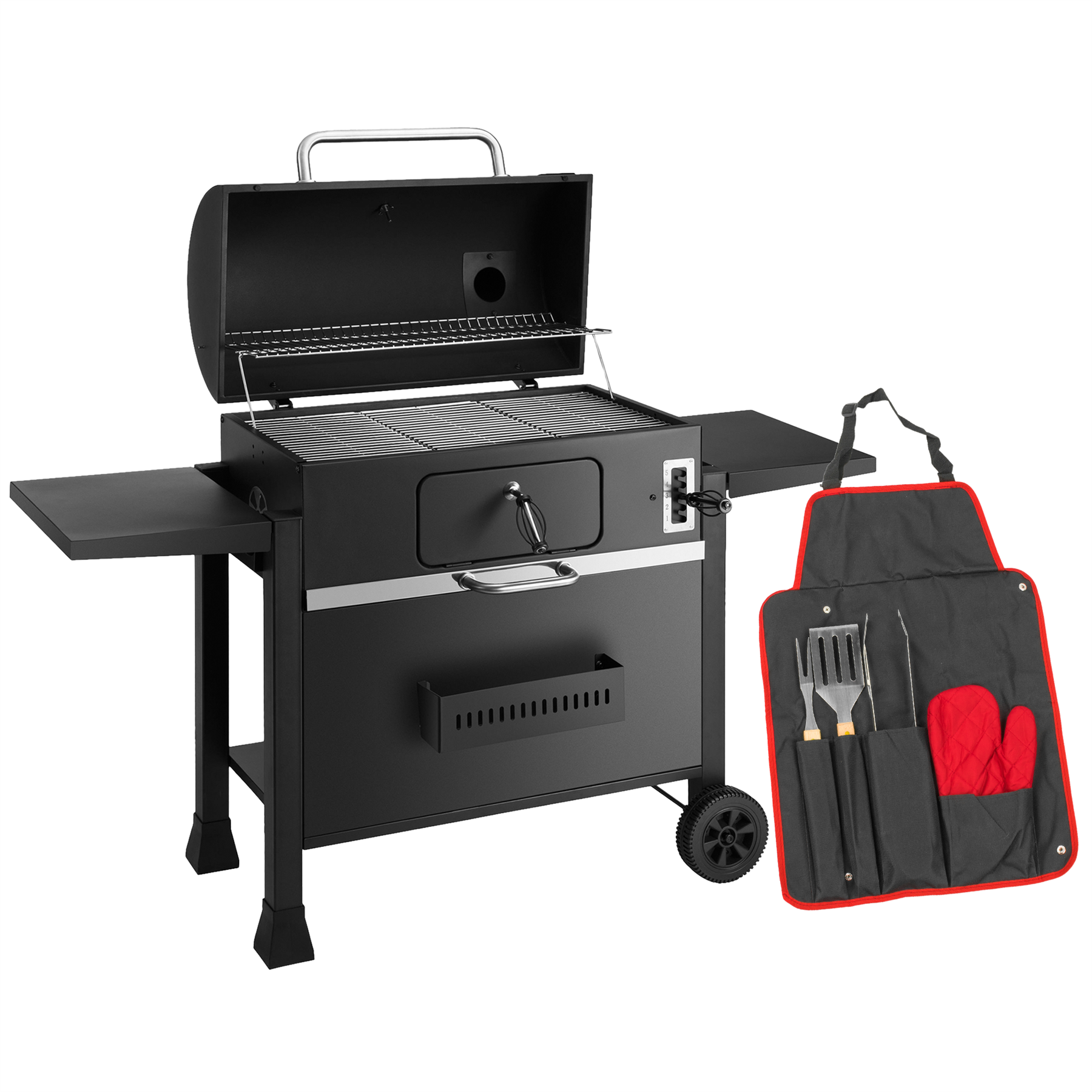 KCT XXL Charcoal BBQ Grill & Smoker with Utensil Tool Kit