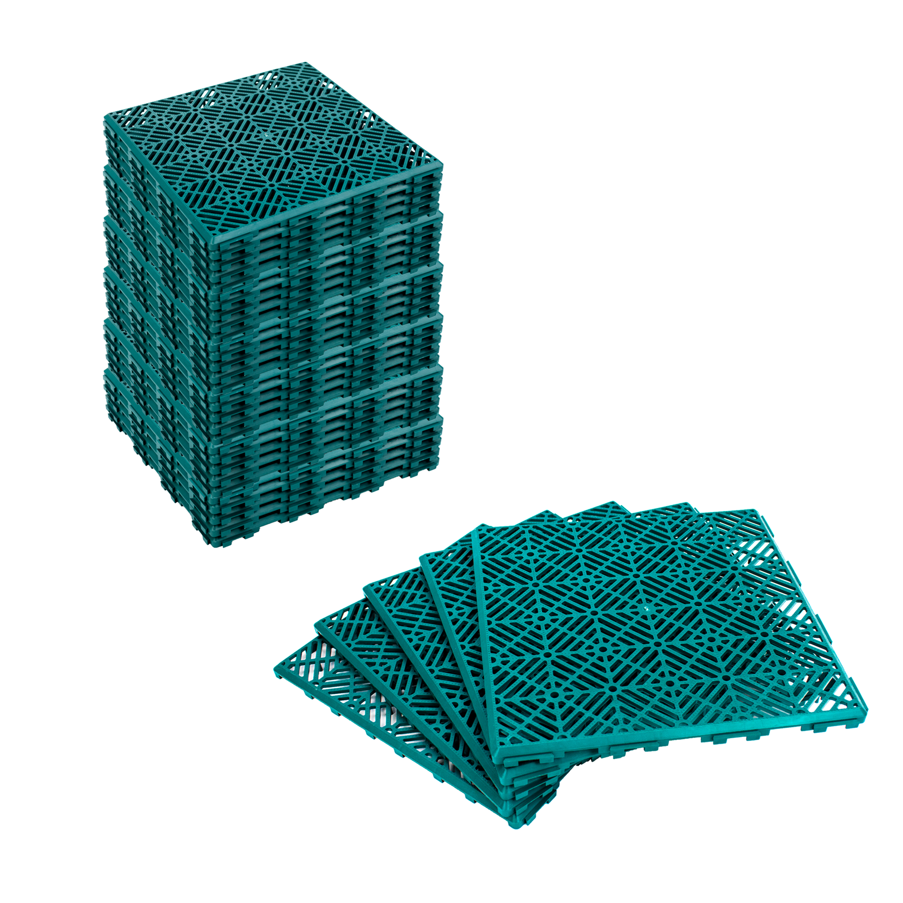 KCT Green Garden Path and Patio Decking Interlocking Tiles - 5 Pieces