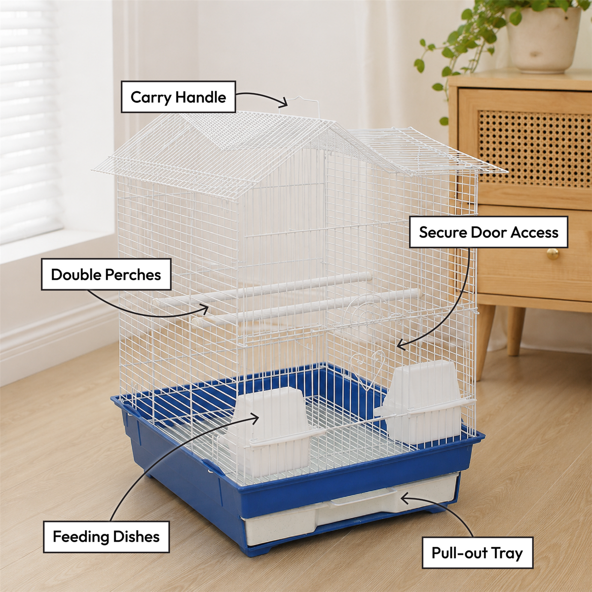 KCT Santiago Plus Exotic Portable Bird Small Cage  - Blue
