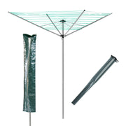 KCT 4 Arm Outdoor Rotary Washing Clothes Line - 40m Drying Area - With Ground Spike and Protective Cover