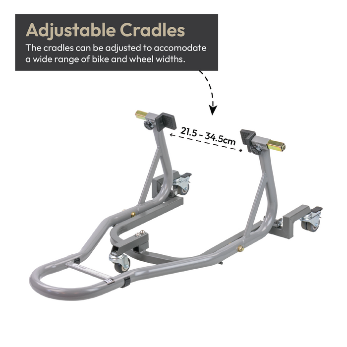 KCT Motorbike Rear Dolly Adjustable Heavy Duty Paddock Stand Locking Casters