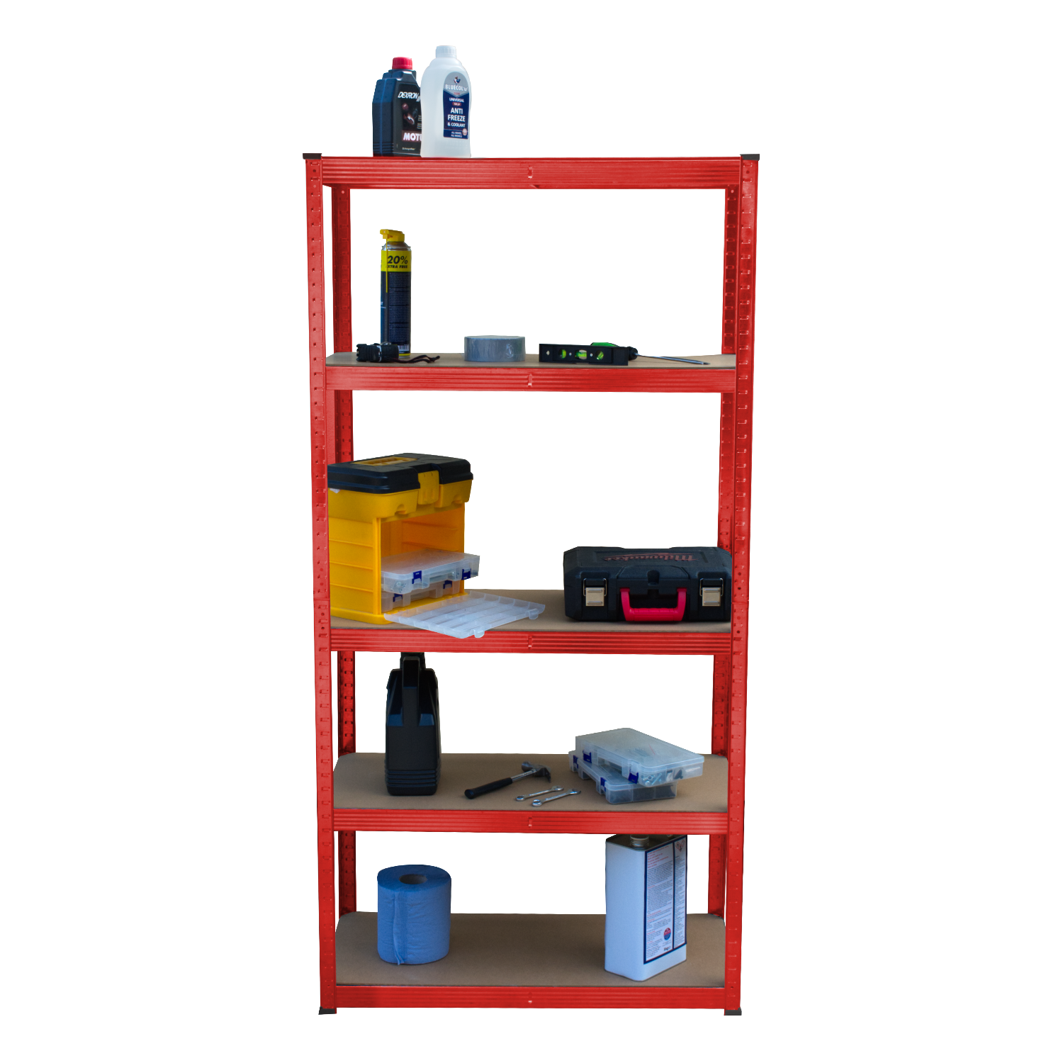 KCT 5 Tier Red Metal Shelving Unit
