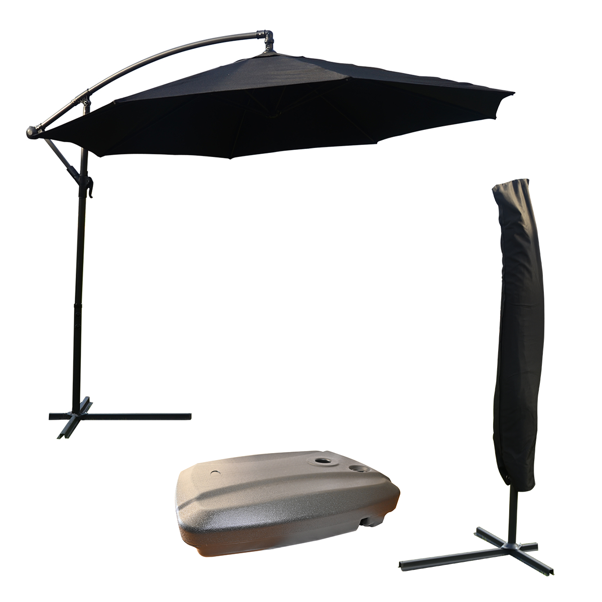KCT 3m Large Cantilever Garden Parasols with Base and Cover Kit