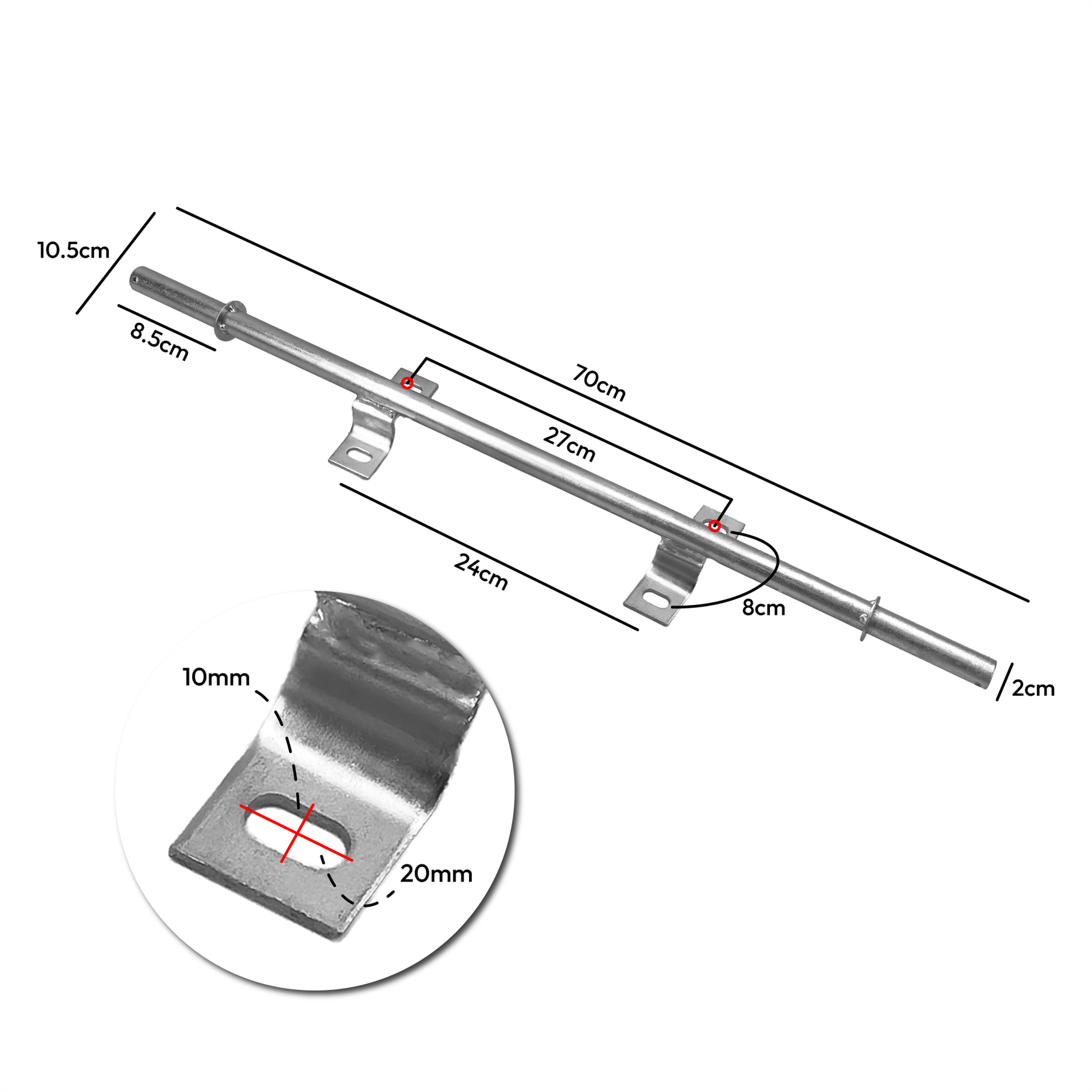 700x20mm Twin Wheel Wheelbarrow Axle