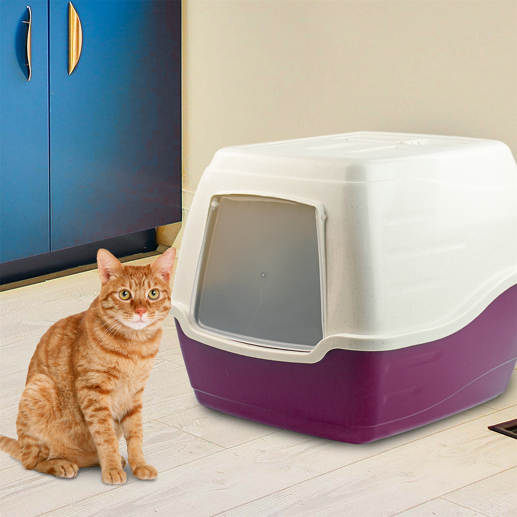 KCT Hooded Cat Litter Box/Tray - Burgundy