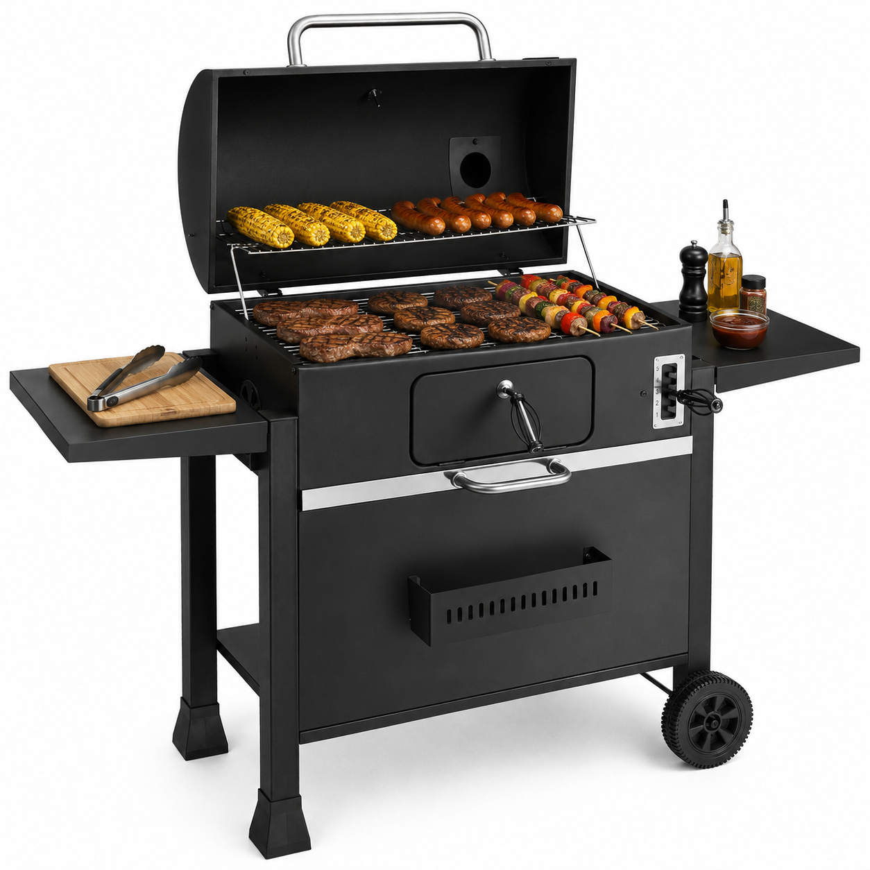 KCT XXL Charcoal BBQ Grill & Smoker