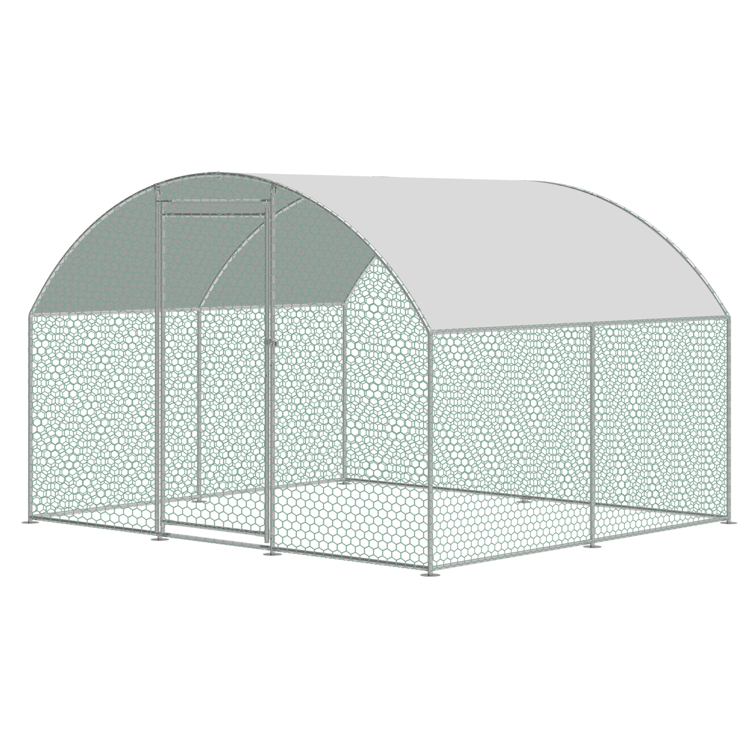 2.5x3m Walk In Galvanised Chicken Pet Run with Curved Roof