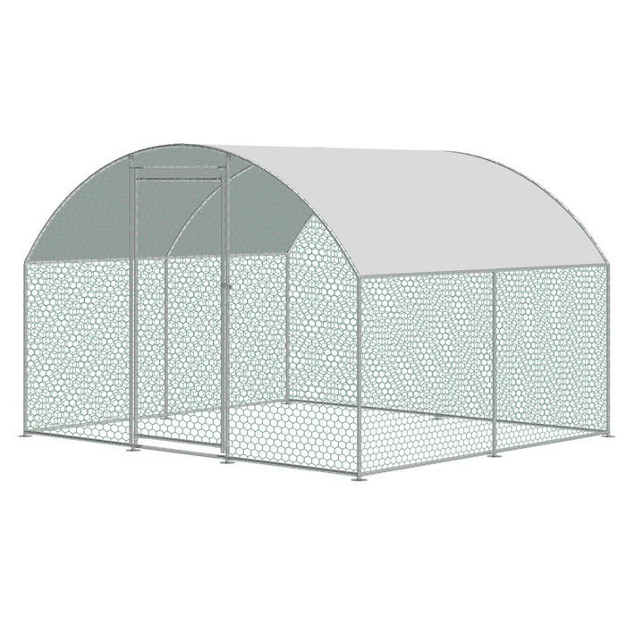 2.5x3m Walk In Galvanised Chicken Pet Run with Curved Roof