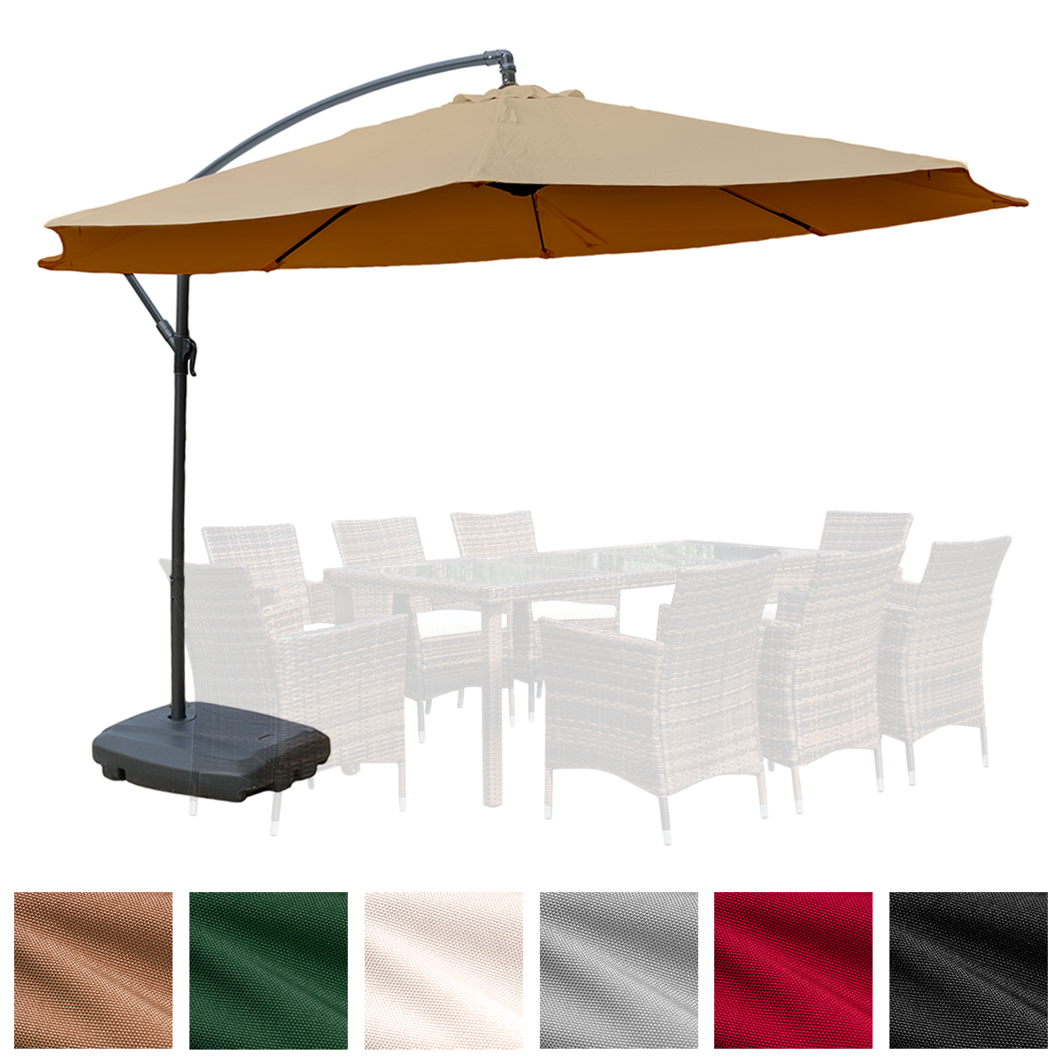 KCT 3.5m Large Cantilever Garden Parasols with Base