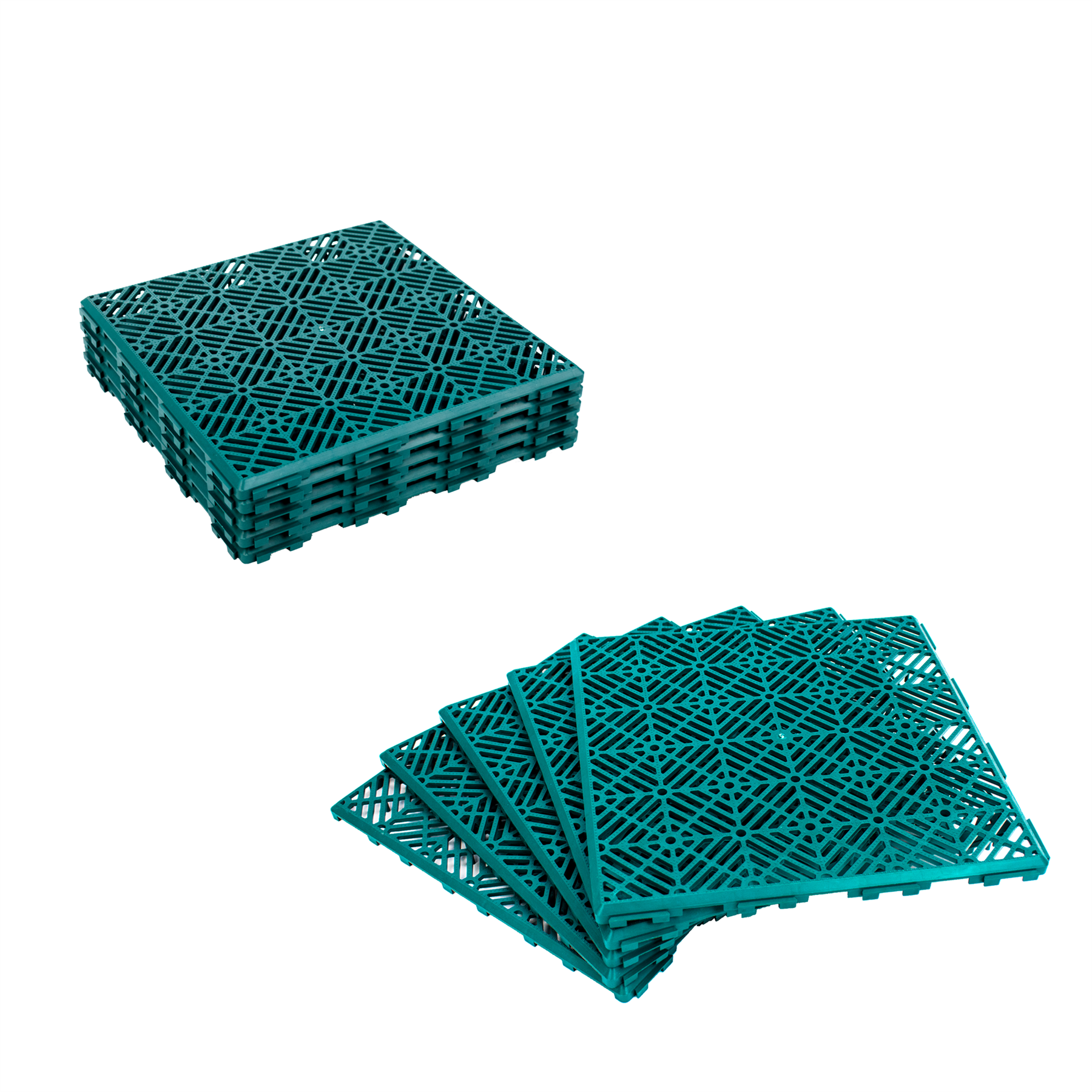KCT Green Garden Path and Patio Decking Interlocking Tiles - 5 Pieces