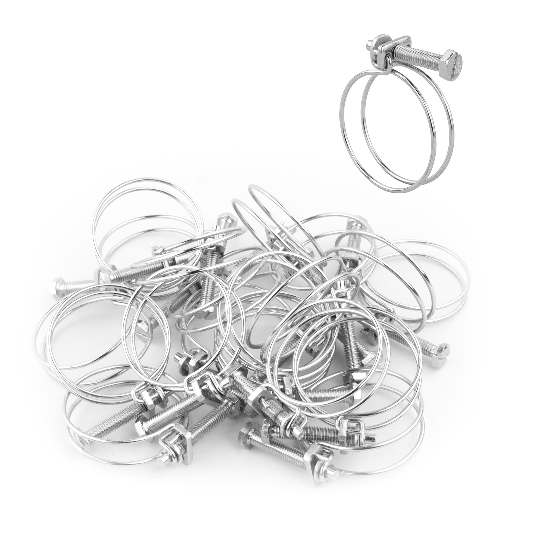 KCT Universal Double Wire Hose Clips Pipe Screw Clamps for All Types of Hose