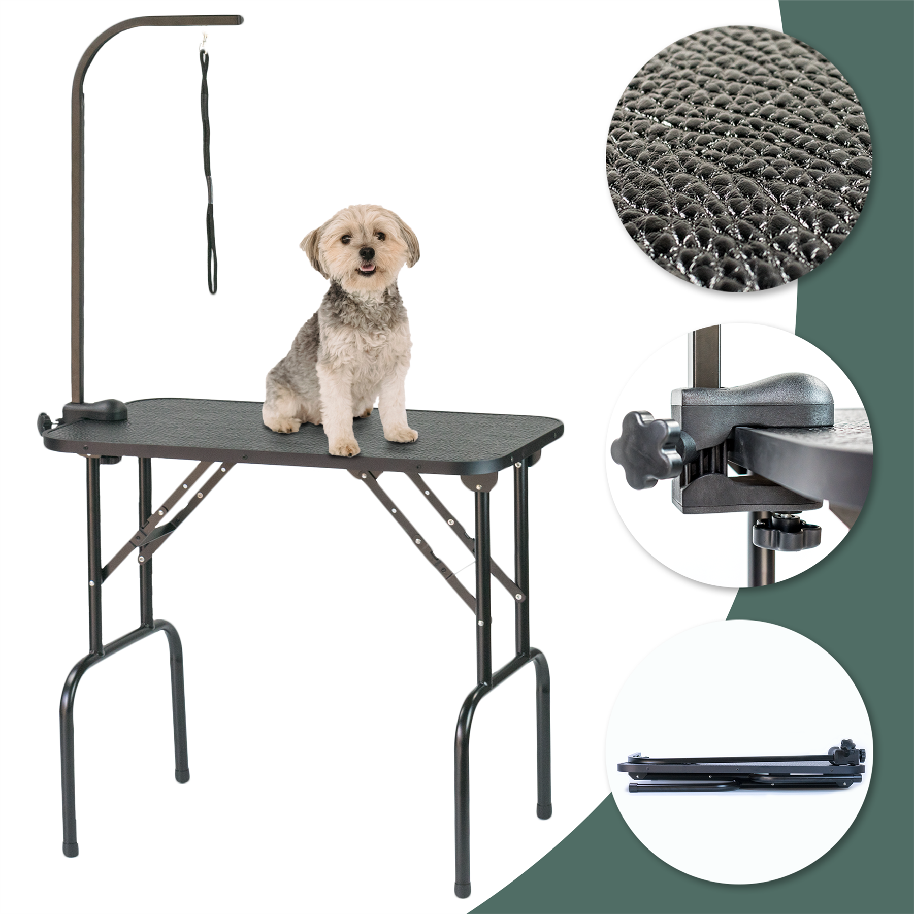 KCT  Portable Dog Grooming Table with Leash Tether for Small/Medium/Large Pets