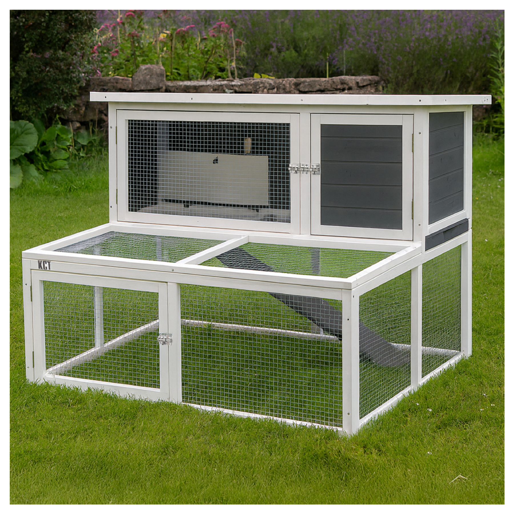 KCT Ancona 4ft Rabbit Hutch with Extended Run - Grey