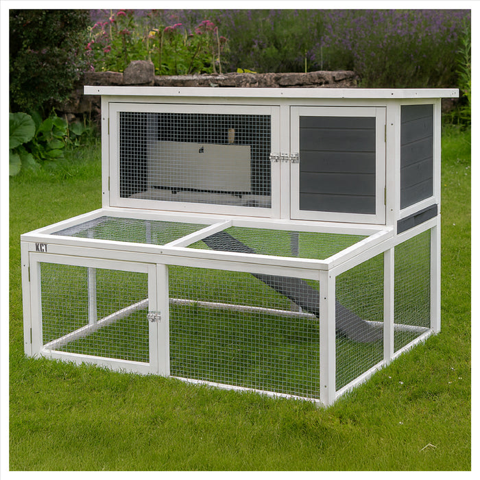 KCT Ancona 4ft Rabbit Hutch with Extended Run - Grey