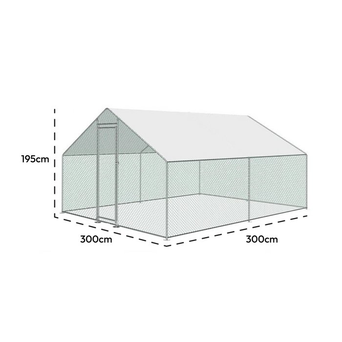KCT 3x3m Walk In Galvanised Chicken Pet Run