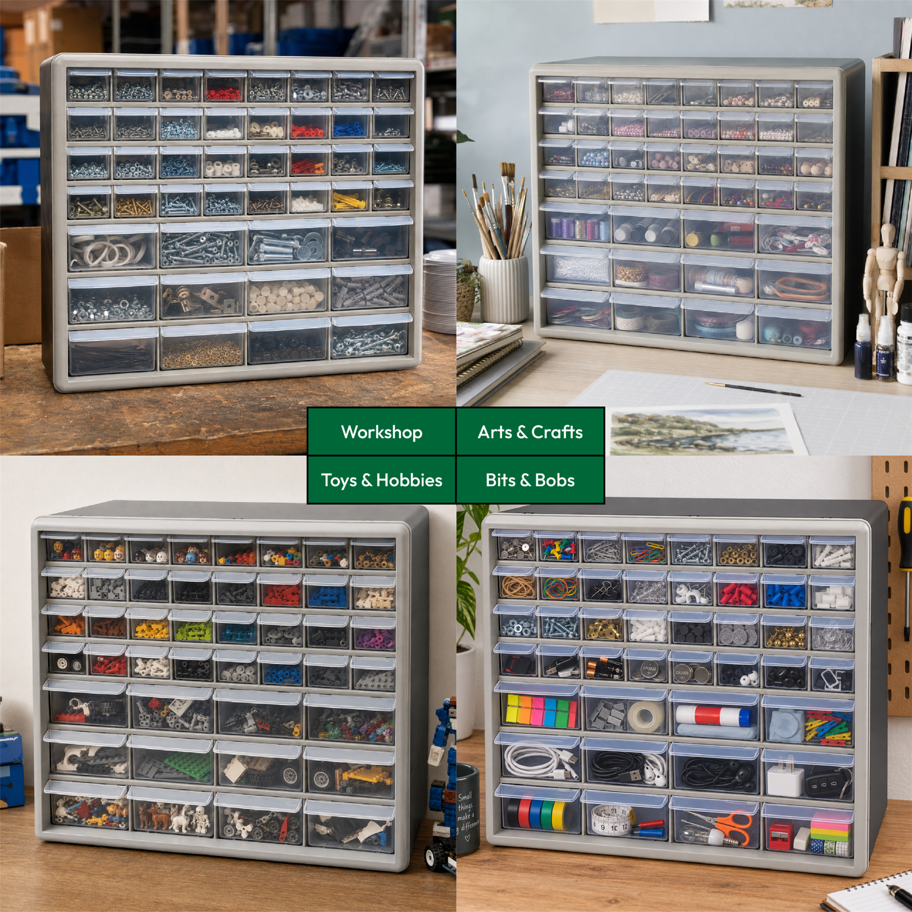 KCT Plastic Multi Compartment Wall Mountable Storage Drawer Units