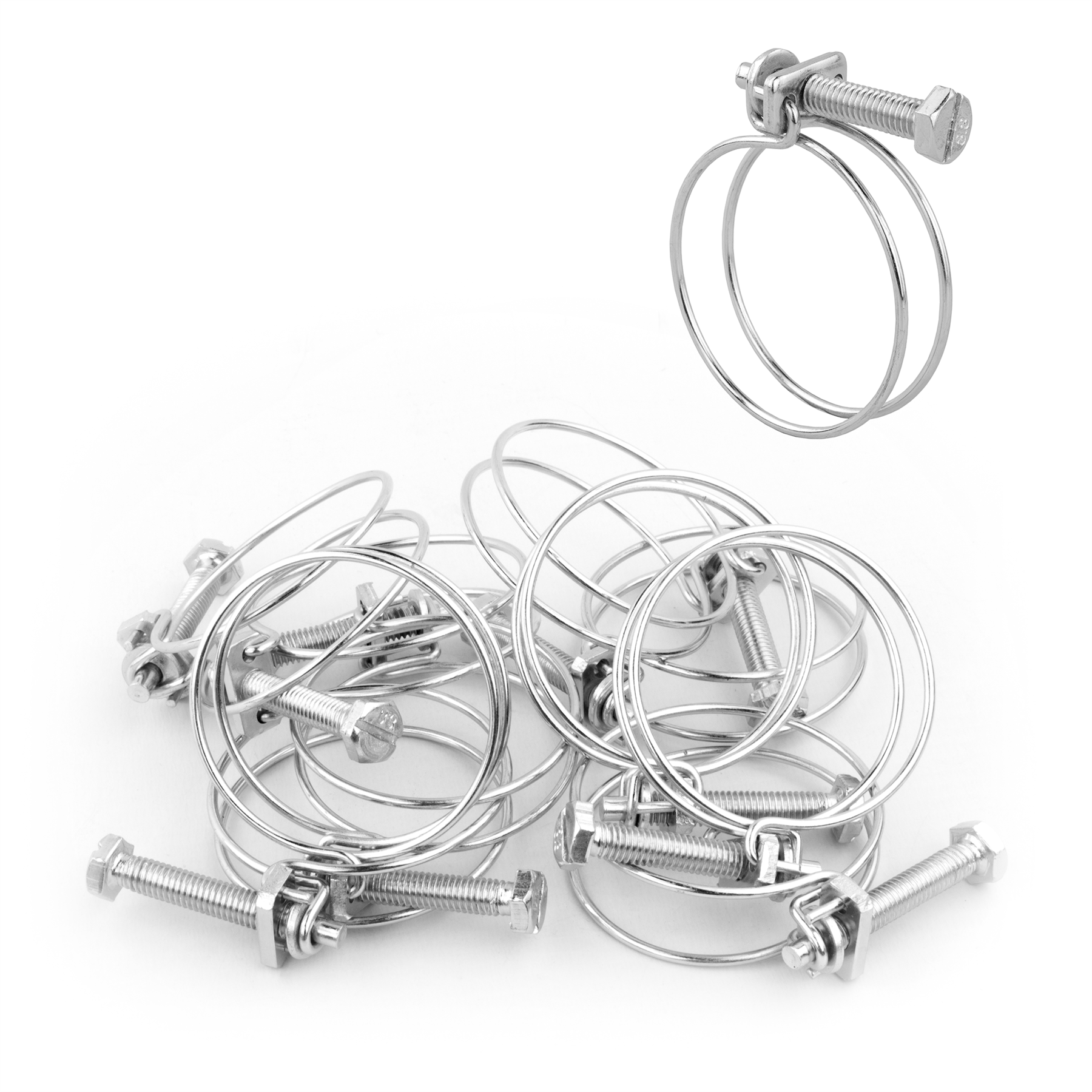 KCT Universal Double Wire Hose Clips Pipe Screw Clamps for All Types of Hose