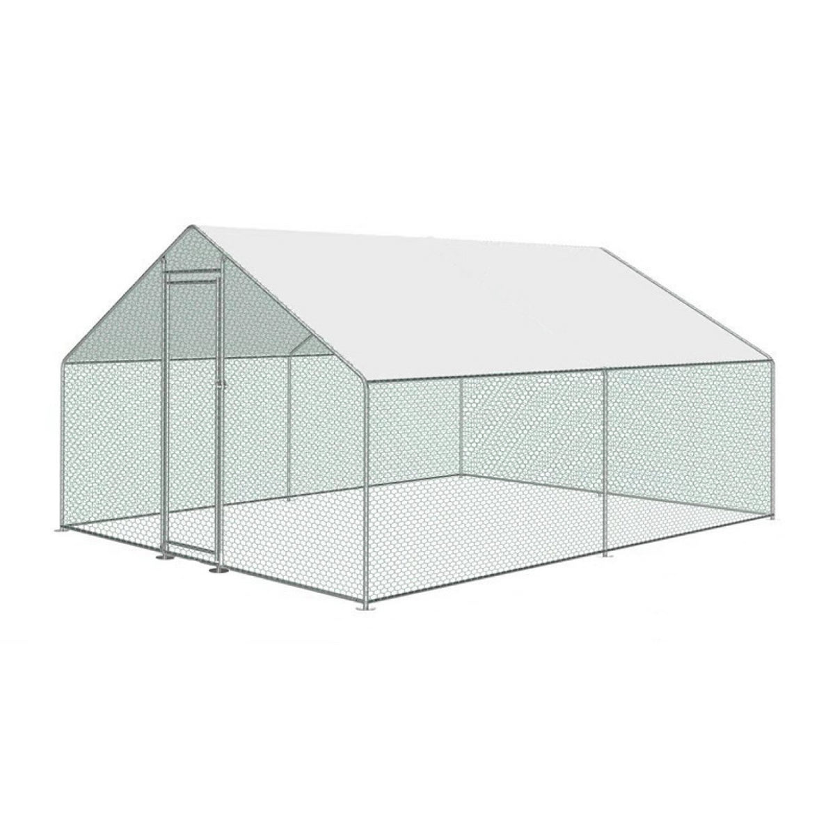 KCT 6x3m Large Walk In Chicken Coop Enclosed Pet Run Poultry Bird Cage With Cover On