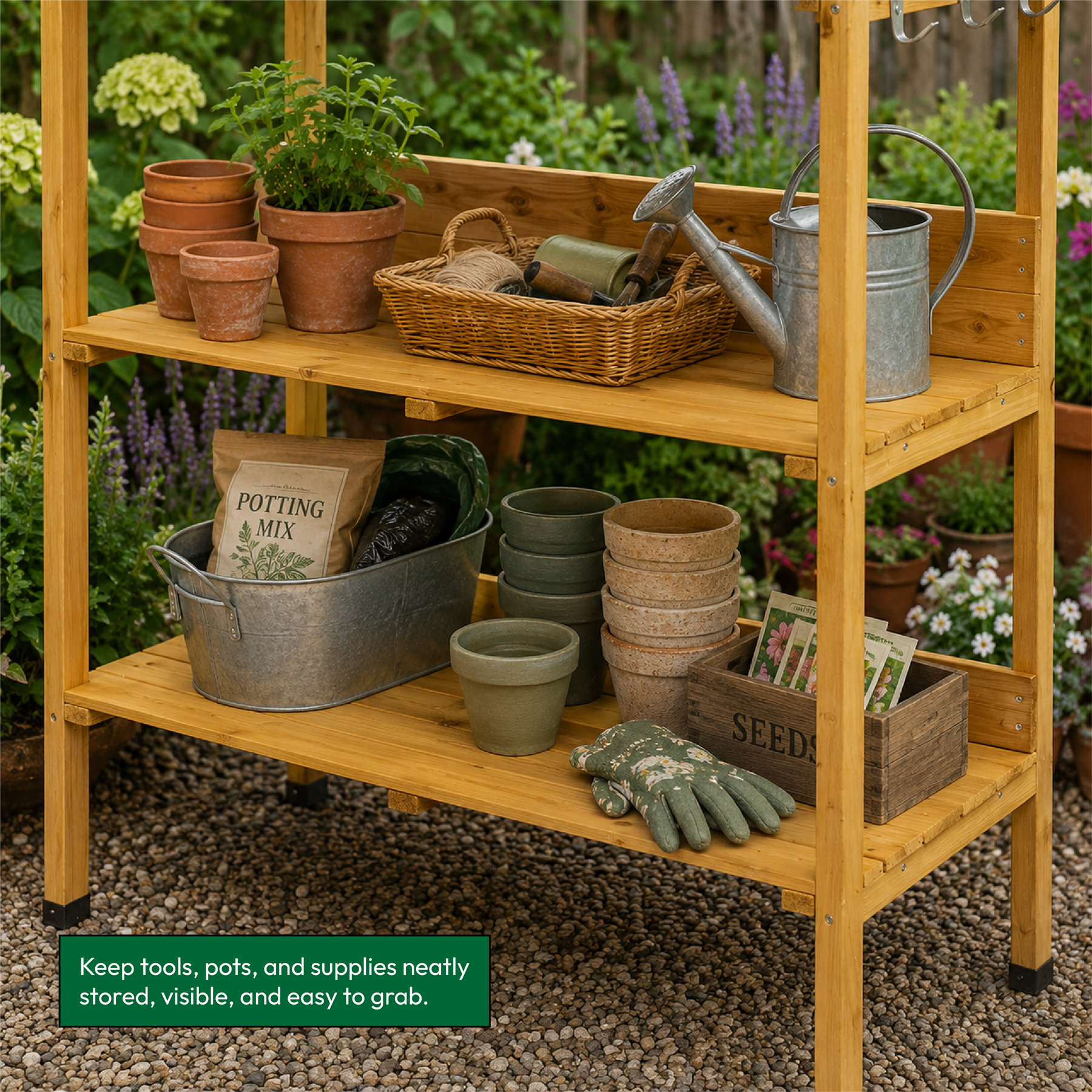KCT 3 Tier Wooden Garden Potting Bench