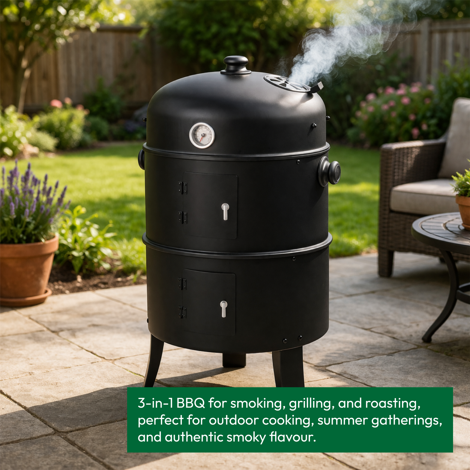KCT 3 in 1 Upright BBQ Smoker and Grill