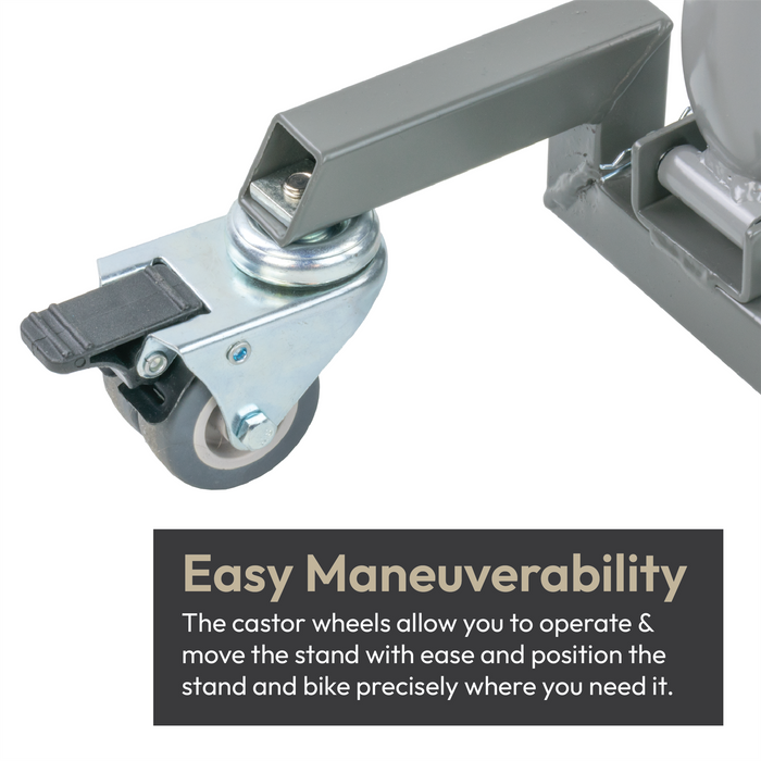 KCT Motorbike Rear Dolly Adjustable Heavy Duty Paddock Stand Locking Casters